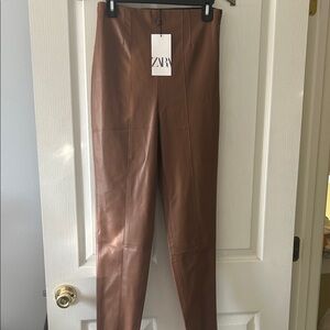 Zara Brown Leather Pants